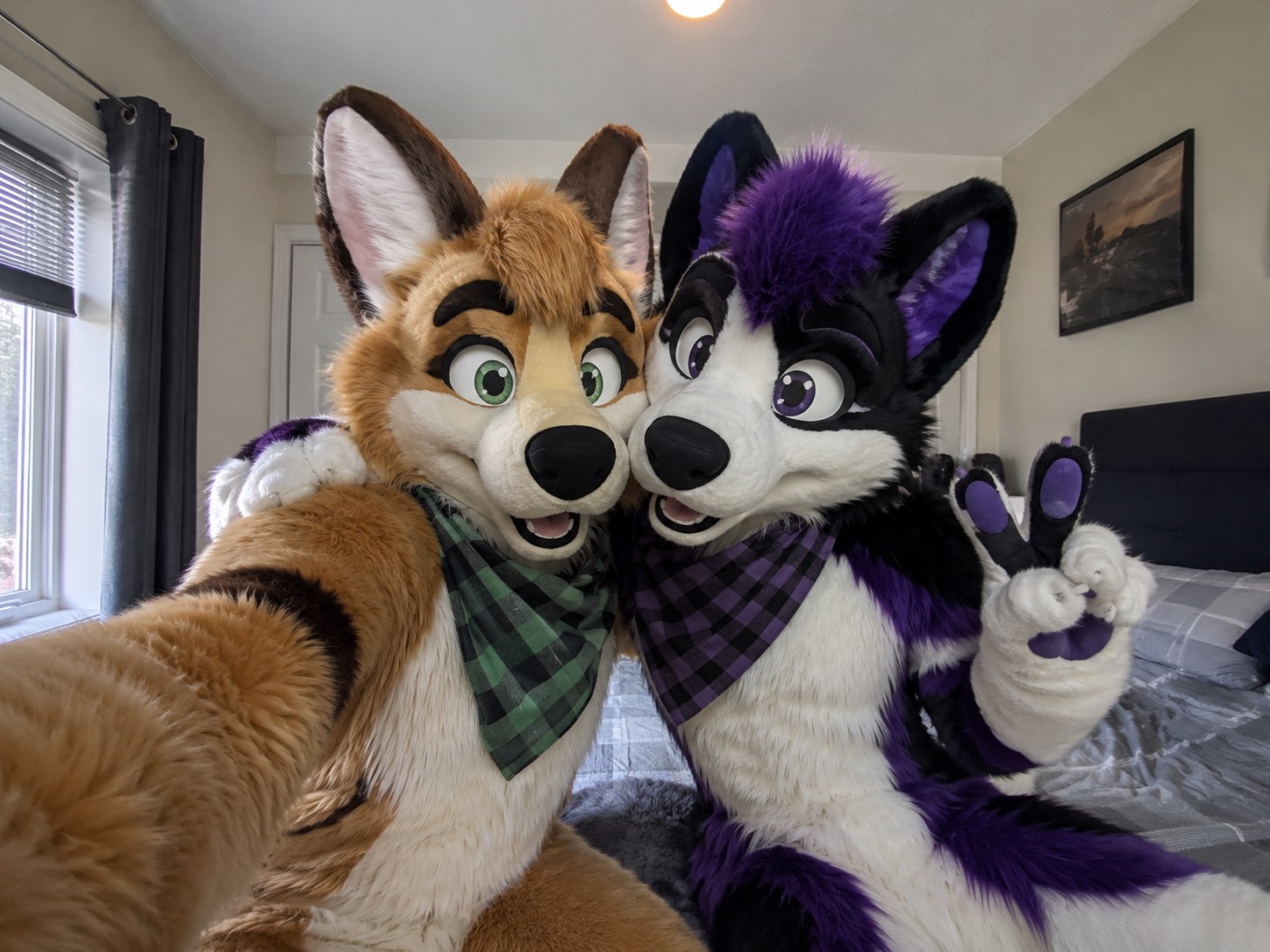 Illustrative photo of two fursuiters taking a selfie